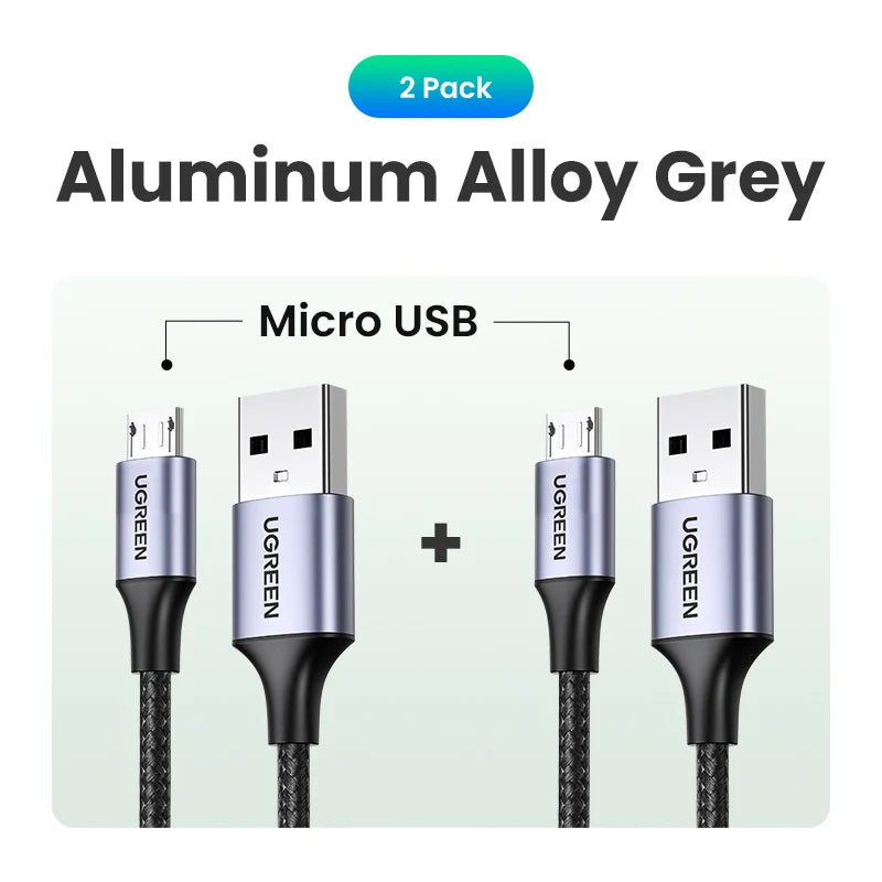 Ugreen Micro USB Cable 3A Nylon Fast Charging USB Type C Cable for Samsung Xiaomi HTC USB Charger Data Cable Mobile Phone Cable