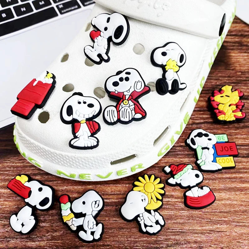 MINISO Snoopy Shoe Charms Clogs Bubble Slides Sandals PVC Shoe Decorations Accessories for kids Christmas Birthday Gifts
