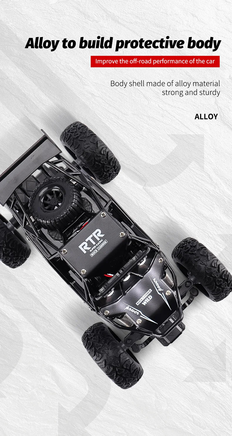ZWN 1:20 Alloy RC Car With Led Lights 2.4G Radio Remote Control Cars Buggy Off-Road Control Trucks Boys Toys for Children Gifts