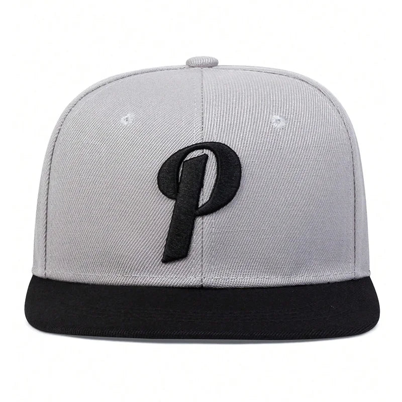 Unisex P Letter Embroidery Hip-hop Hats Outdoor Adjustable Casual Baseball Caps Sunscreen Hat