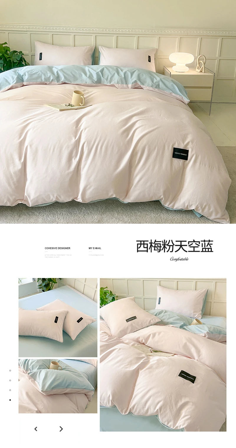 White Bedding Comforter Set with Pillowcase bed sheet Single Full Size Bed Linen Duvet Cover Set Queen/King Double Single Bed