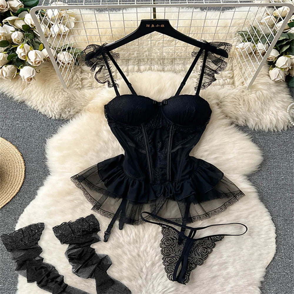 Girls Sexy Cute Japanese JK Uniform Mini Checkered Strap Skirt Off Shoulder High Waist Elastic Cosplay Dress Hot Sweet Pajama