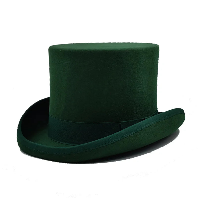 Fedoras Wool Magic high hat British black jazz top hat male court gentleman flat felt hat Webbing sombrero de copa británico