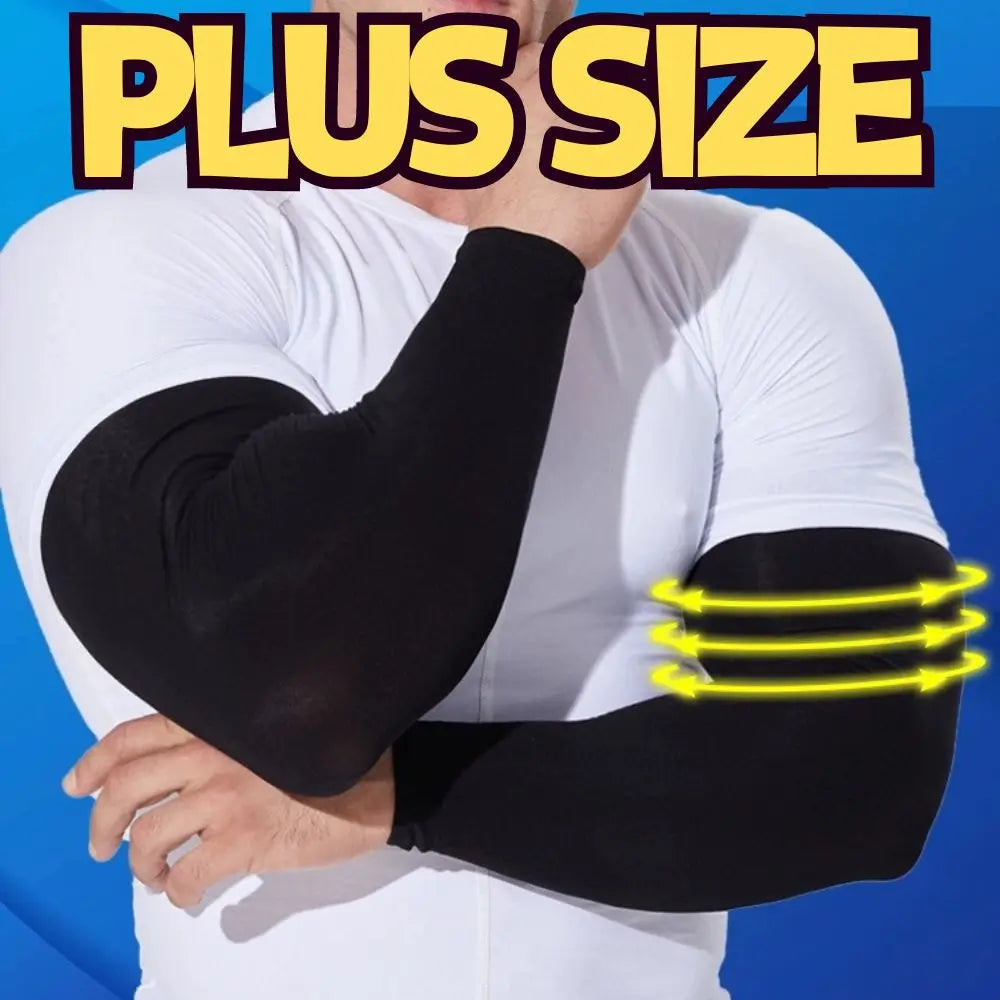 Plus Size UV Solar Arm Sleeves Men Cycling Cool Muff Summer Ice Silk Elastic Arm Cover Driving Anti-Sunburn Cool Hand Sleeves