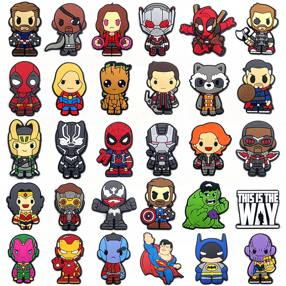 1Pcs Disney Marvel superhero PVC Shoe Charms Cartoon DIY Gaeden Sandals Shoe Accessories For Clog Shoe Decorate Kids X-mas Gifts