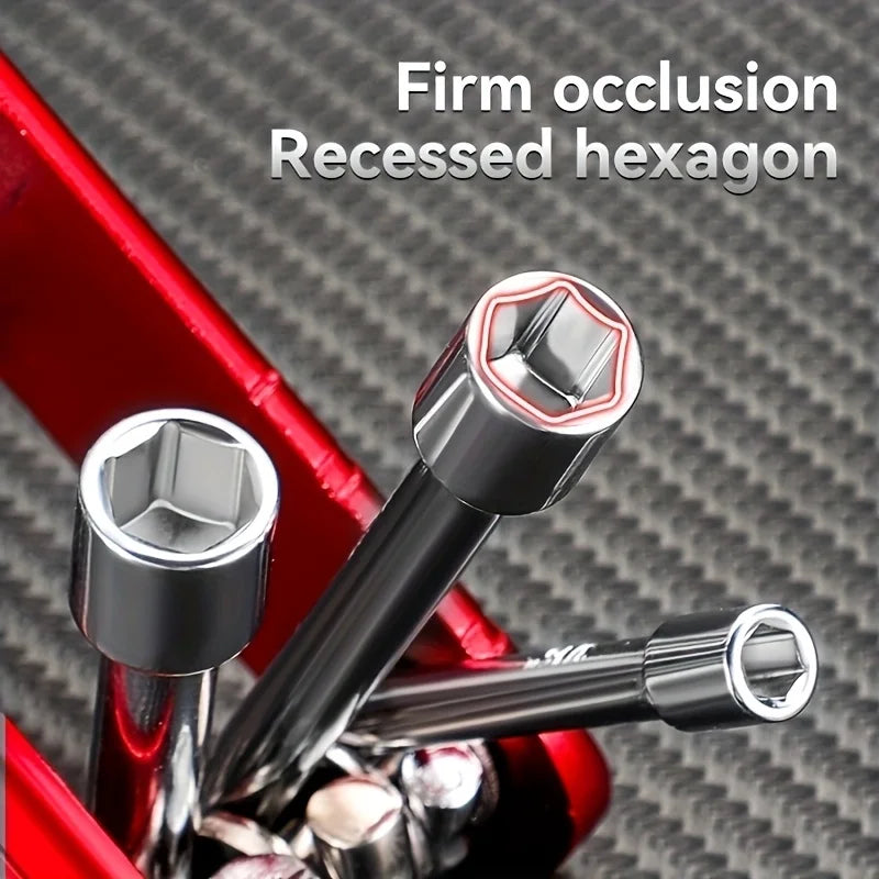6-inch Portable Sleeve Tool Combos Set Outdoor Metric Folding Socket Wrench Multifunction Household Tools Sleeve