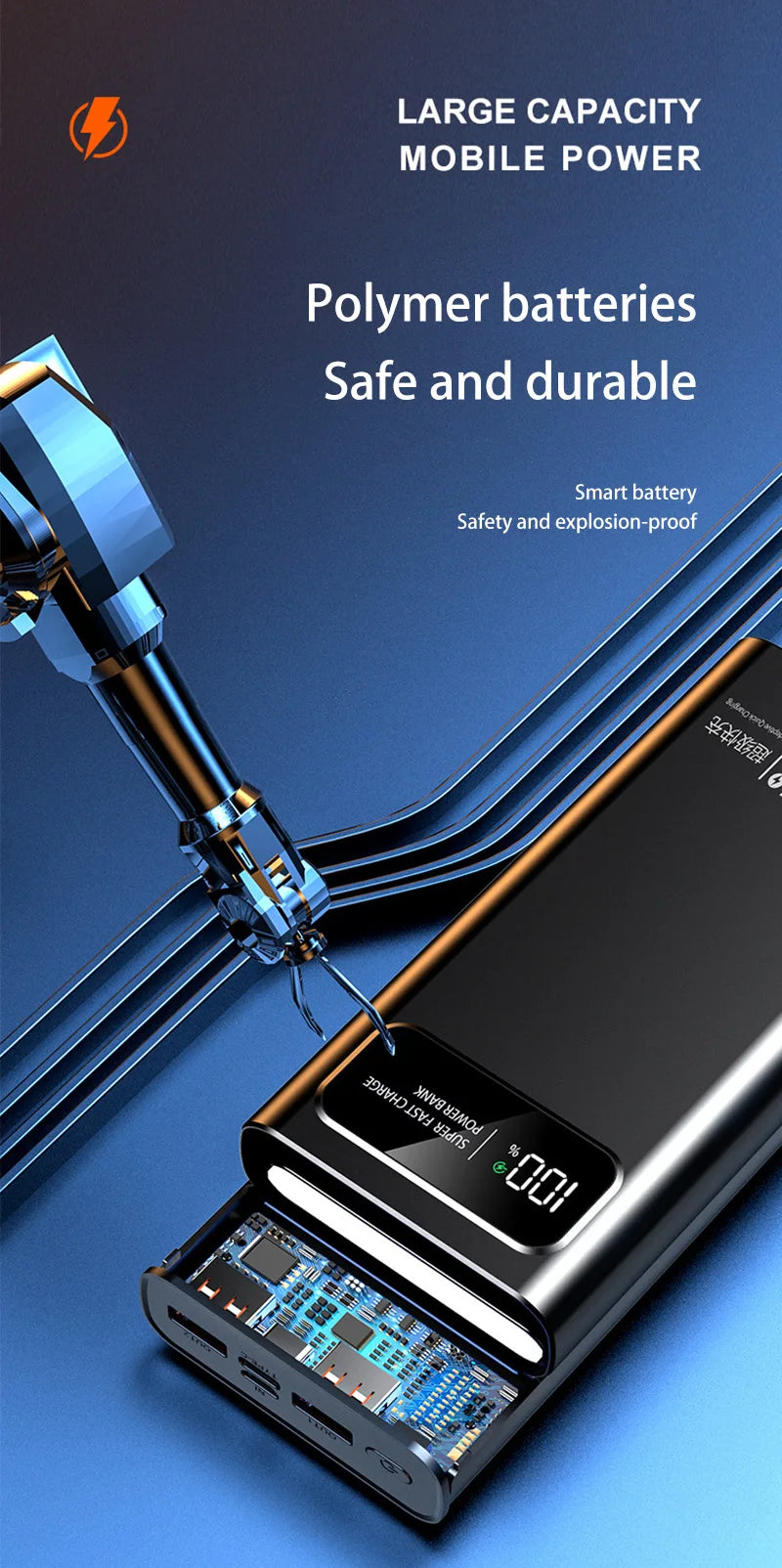 Xiaomi 200000mAh 120W Power Bank Super Fast Charging Battery High Capacity Digital Display Power Bank For iPhone Samsung Huawei
