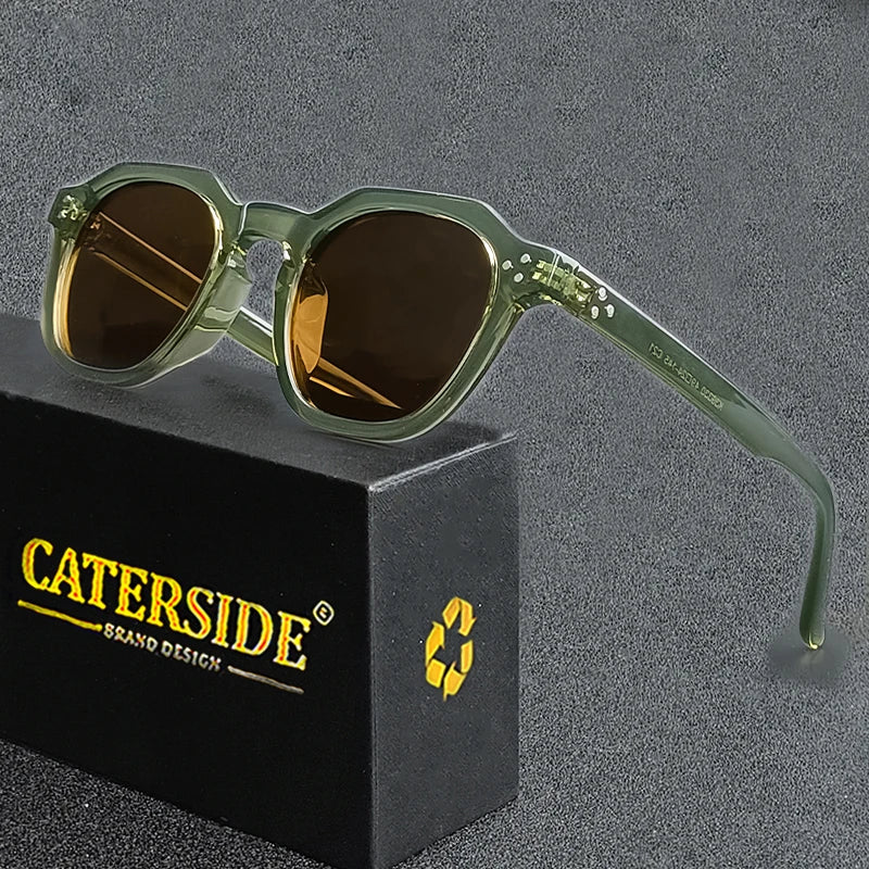 CATERSIDE Retro Polarized Sunglasses Men Ultralight TR90 Frame Polygon Women Sun Glasses Outdoor High Quality Travel Eyewear