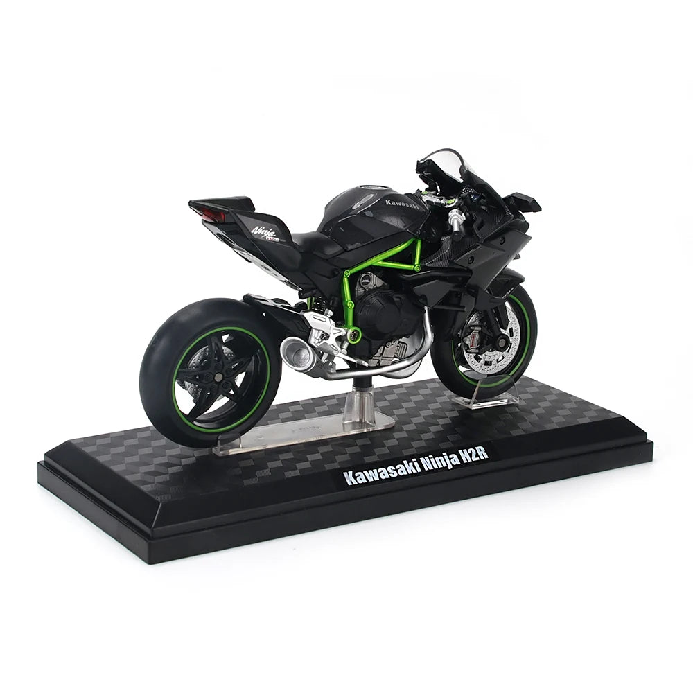 MSZ CCA 1:12 Kawasaki Ninja H2R with base alloy die-cast car motorcycle model, toy gift giving, die-cast static motorcycle model