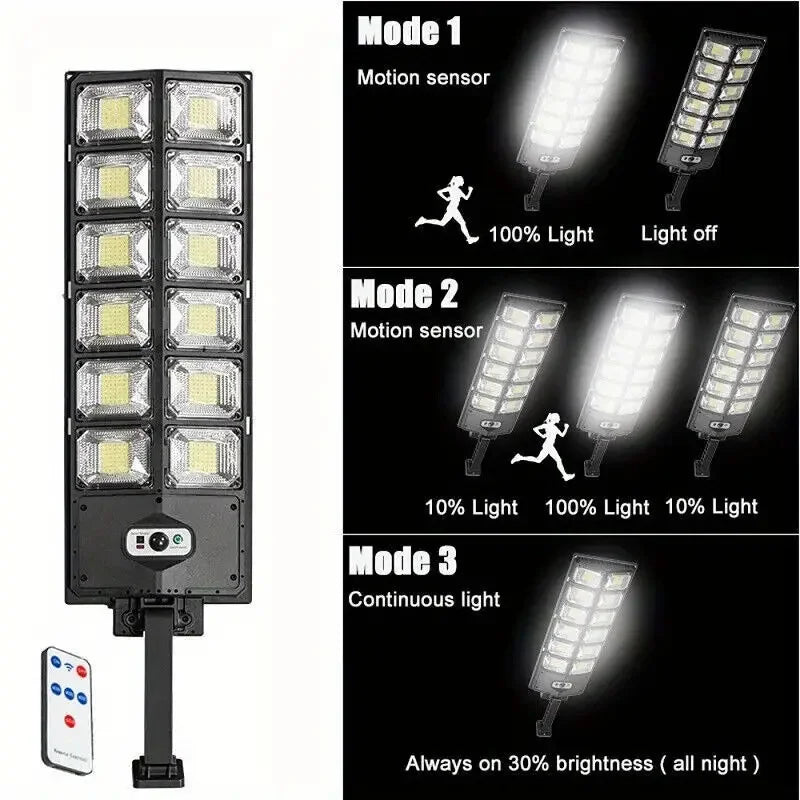 504LED uitra-Bright Solar Street lght Wide Angle Motion Sensor, RemoteControl,Energy-Efflcient, Waterproof