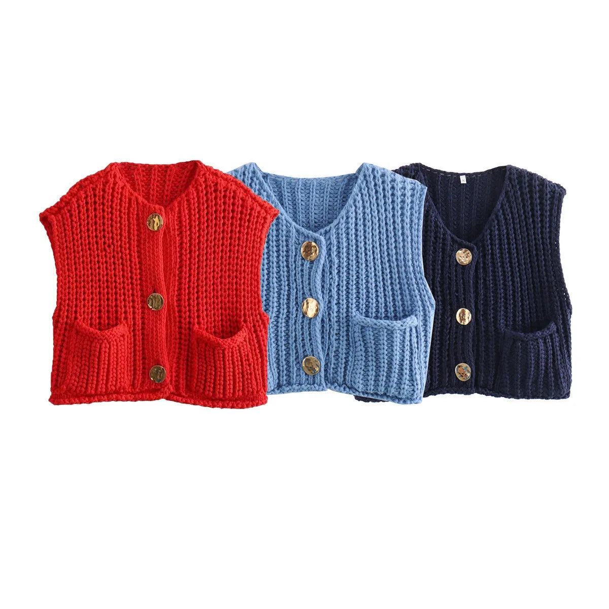 Korean Fashion Crop Sweater Women Vest Solid Loose Casual Sweater Vest Cable Knit Sweater Vest For Women Luxury Designer Tops