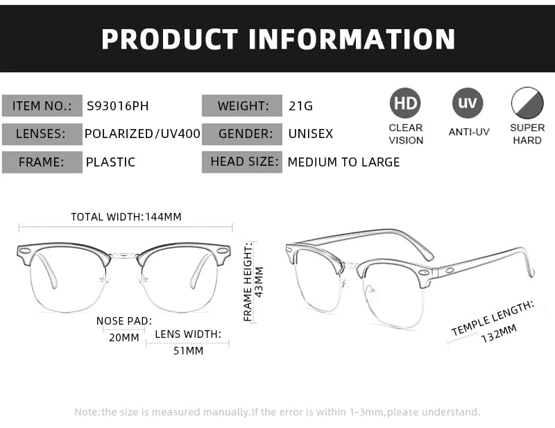 Classic Half Frame Photochromic Sunglasses Men Women Retro Rivet Chameleon Sun Glasses Male Fashion Change Color Driving Shades