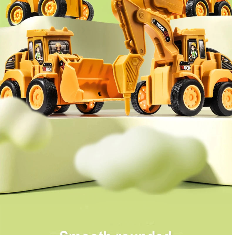 Engineering Vehicle Model Press Sliding Car Excavator Bulldozer Children Educational Construction Vehicle Toy Kids Boy Gift