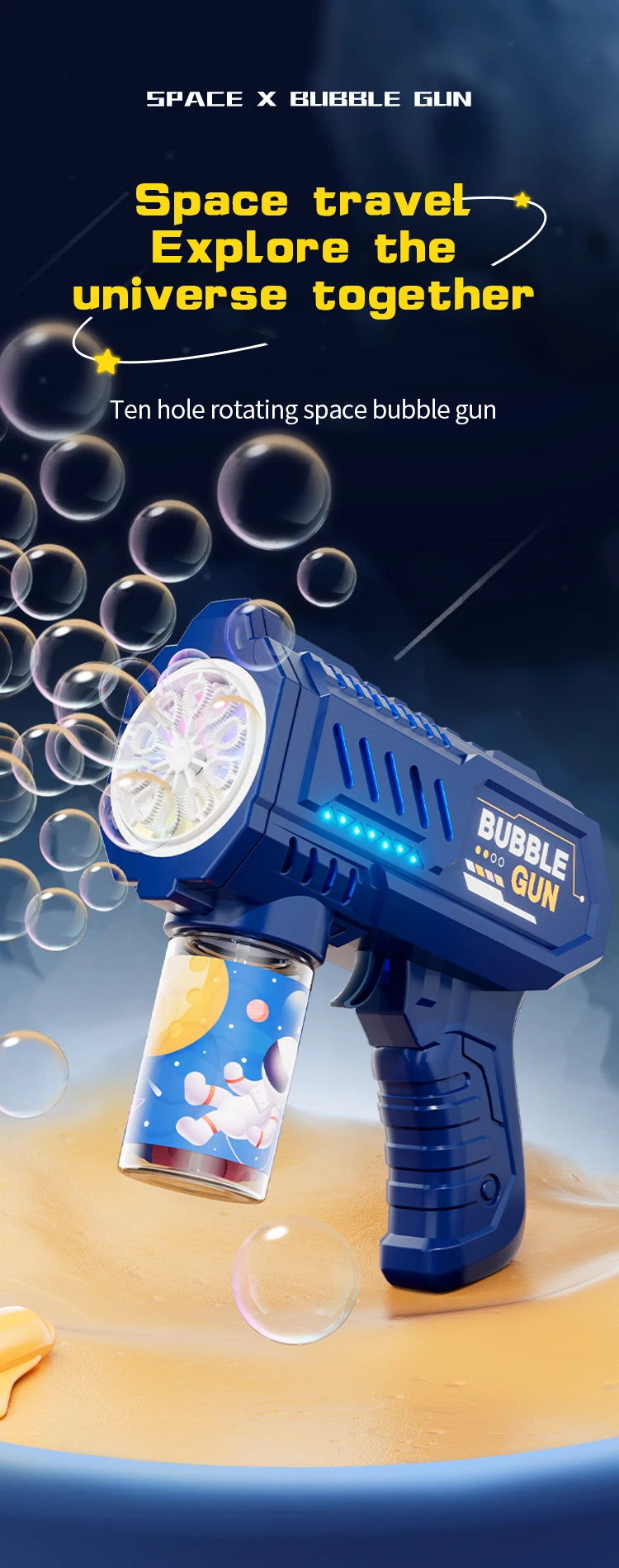 10 Hole Space Bubble Machine Outdoor New Product Children's New Product Hot Stage (Excluding Bubble Liquid and Battery)