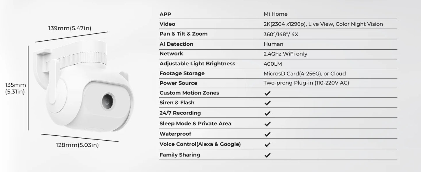 IMILAB EC5 -Smart Security System Kit, Outdoor Video Surveillance, Wireless App Control, Floodlight Camera, Wi-Fi, 2K