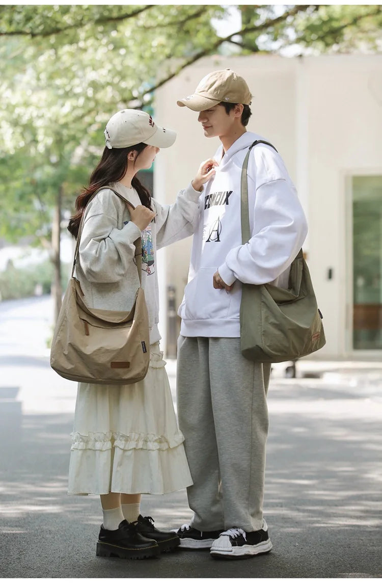 Japanese Women Men Shoulder Crossbody Bag Large Canvas Messenger Bags for Student 2024 Brand Book Bags Female Handbag Satchels