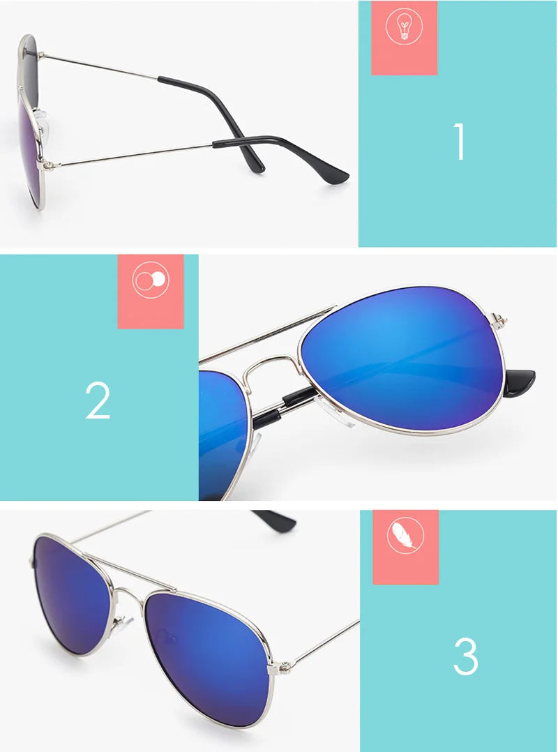 Fashion Brand Child Sunglasses Mirror Glasses Metal Pilot Sunglasses for Girl Boy Kids Sunglasses Children Glasses Goggles