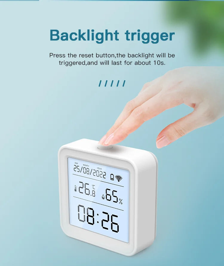 Tuya WIFI Smart Temperature Humidity Sensor Hygrometer Thermometer Backlight Smart Life Support Alexa Google Assistant