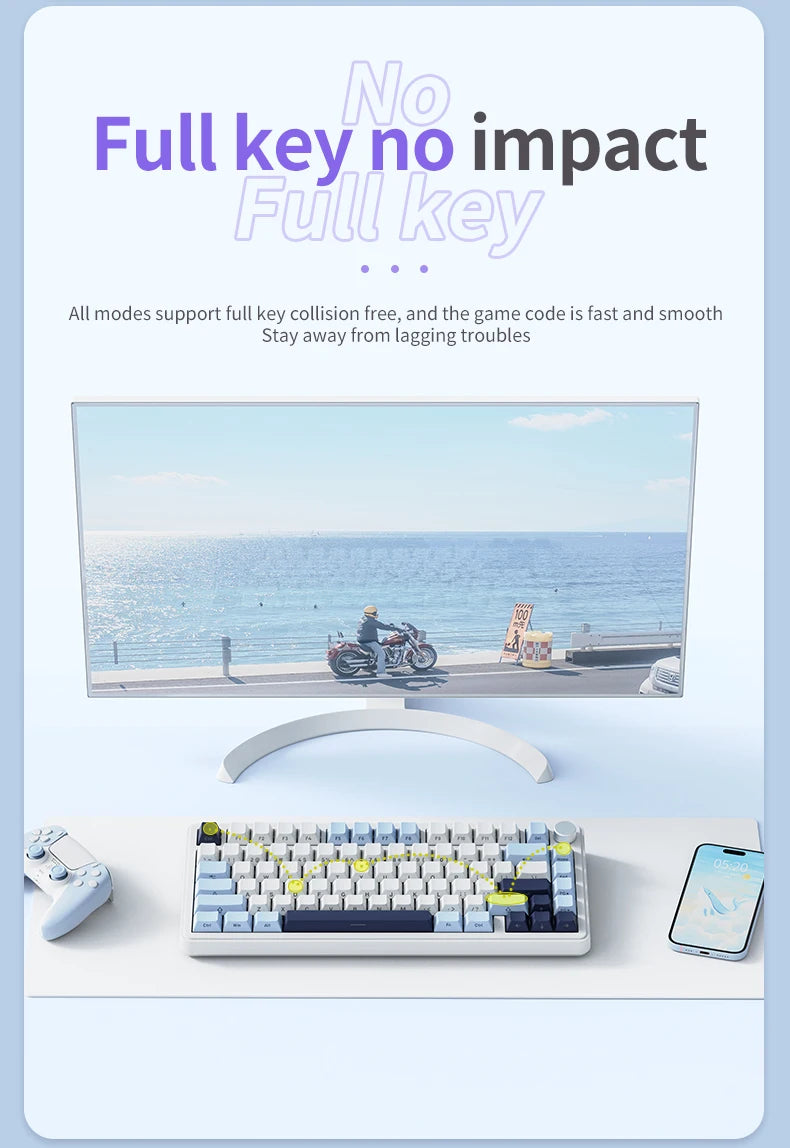 ATTACK SHARK X85 Bluetooth mechanical keyboard, 2.4G tri-mode, RGB Effects,TFT screen, metal knobs,full-key hot-swap, win&mac