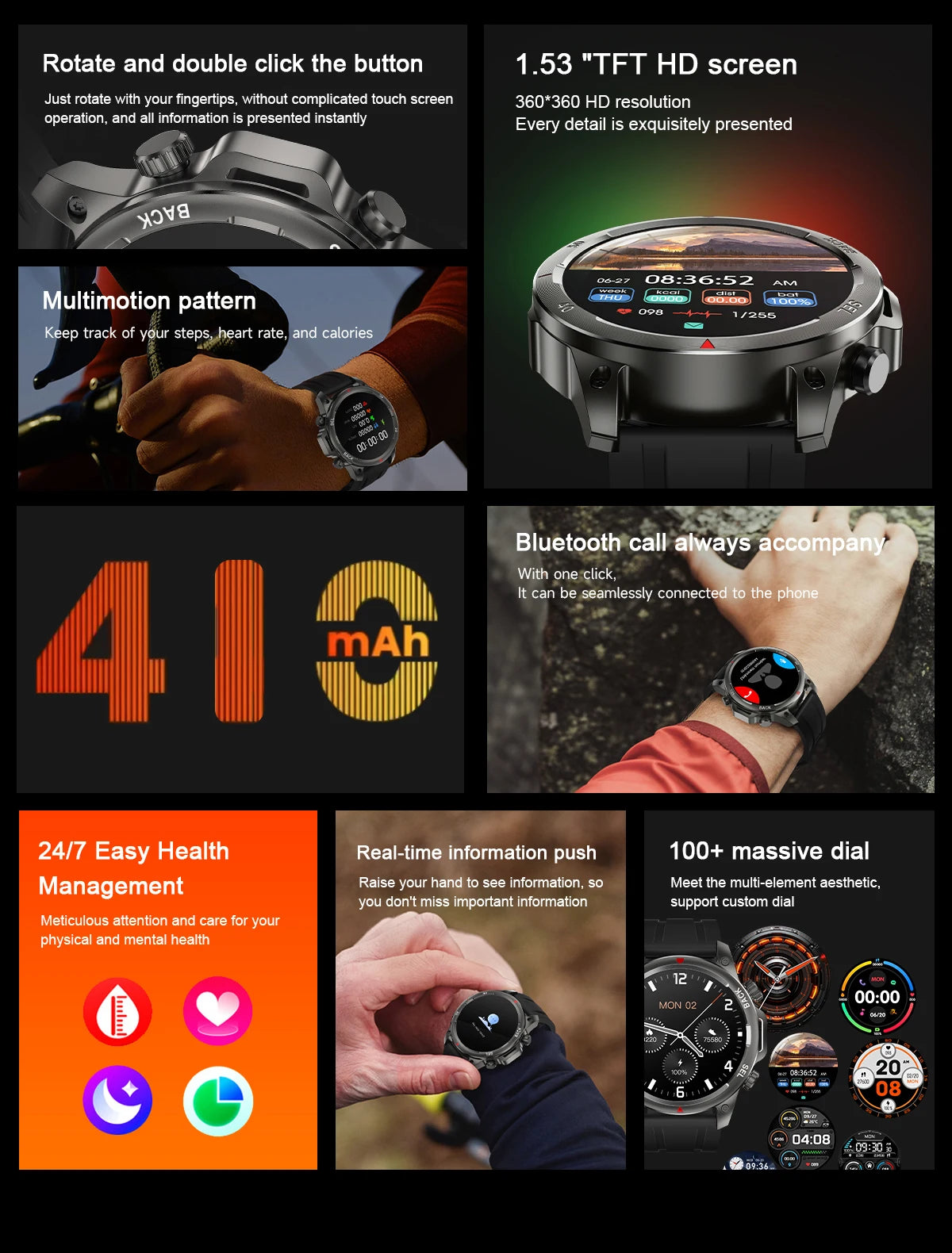 2024 New NFC Men's Smart Watch Bluetooth Call LED Sports Smart Watch Heart Rate Sleep Health Temperature Monitoring Smartwatches
