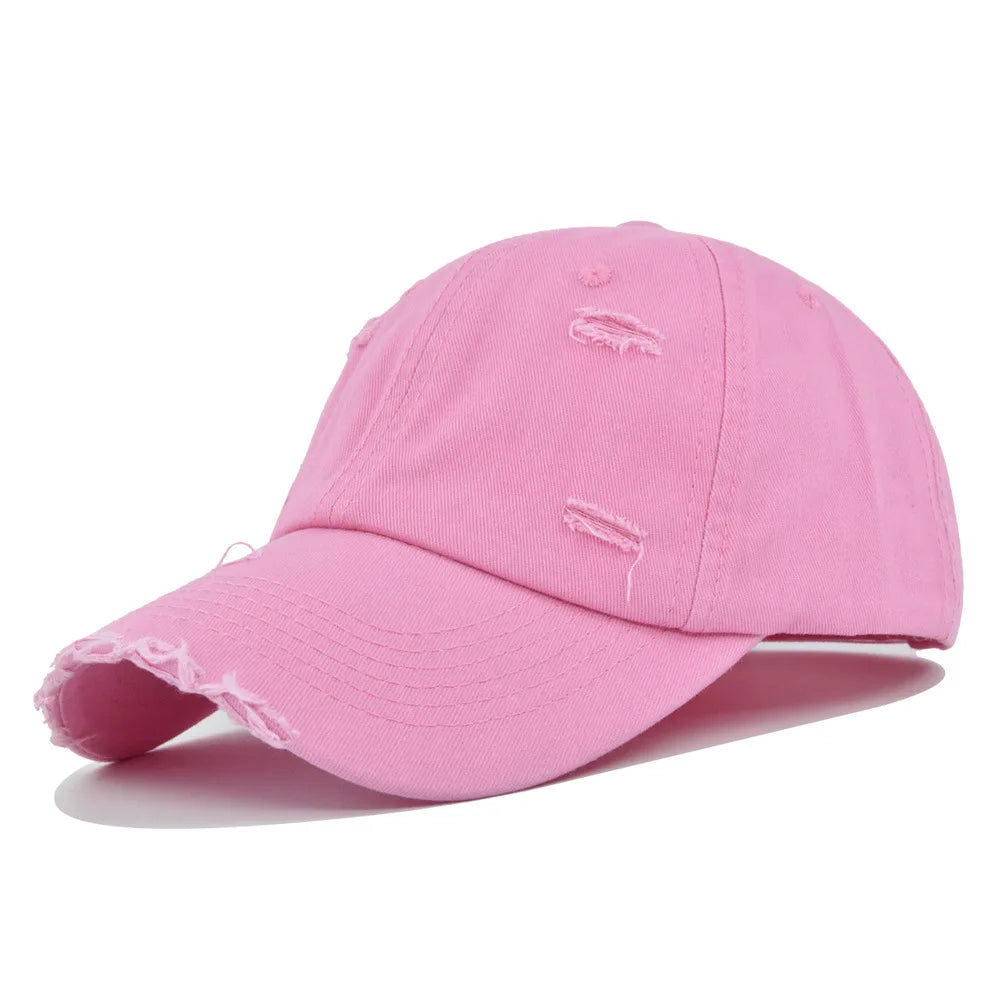Washed Hole Baseball Cap New Spring Solid Sunhat Men Women Unisex-Teens Cotton Snapback Caps Fashion Hip Hop Vintage Summer Hat