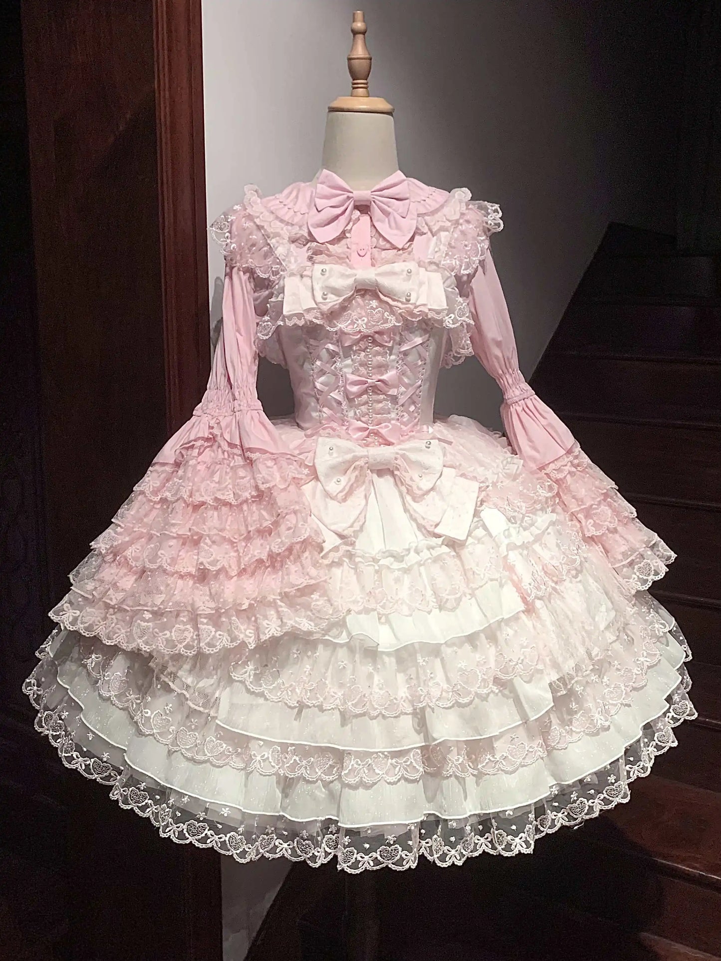 Original Design Lolita Jsk Suspender Dress Sweet Girl Women's Long Sleeve Inner Shirt Cute Princess Sling Cake Dress with Cape