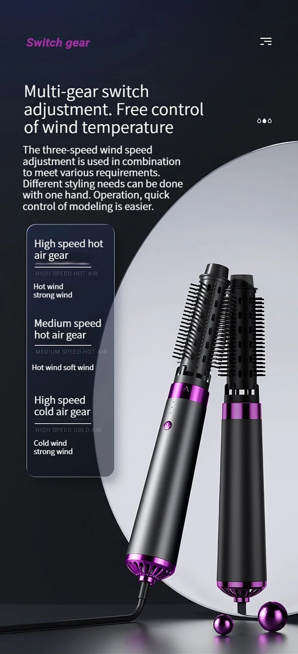 Multifunction Hair Dryer 5 in 1 Hot Air Comb Automatic Curling Rod Straight Hair Comb Hair Dryer Salon Style Tool Fast Dry