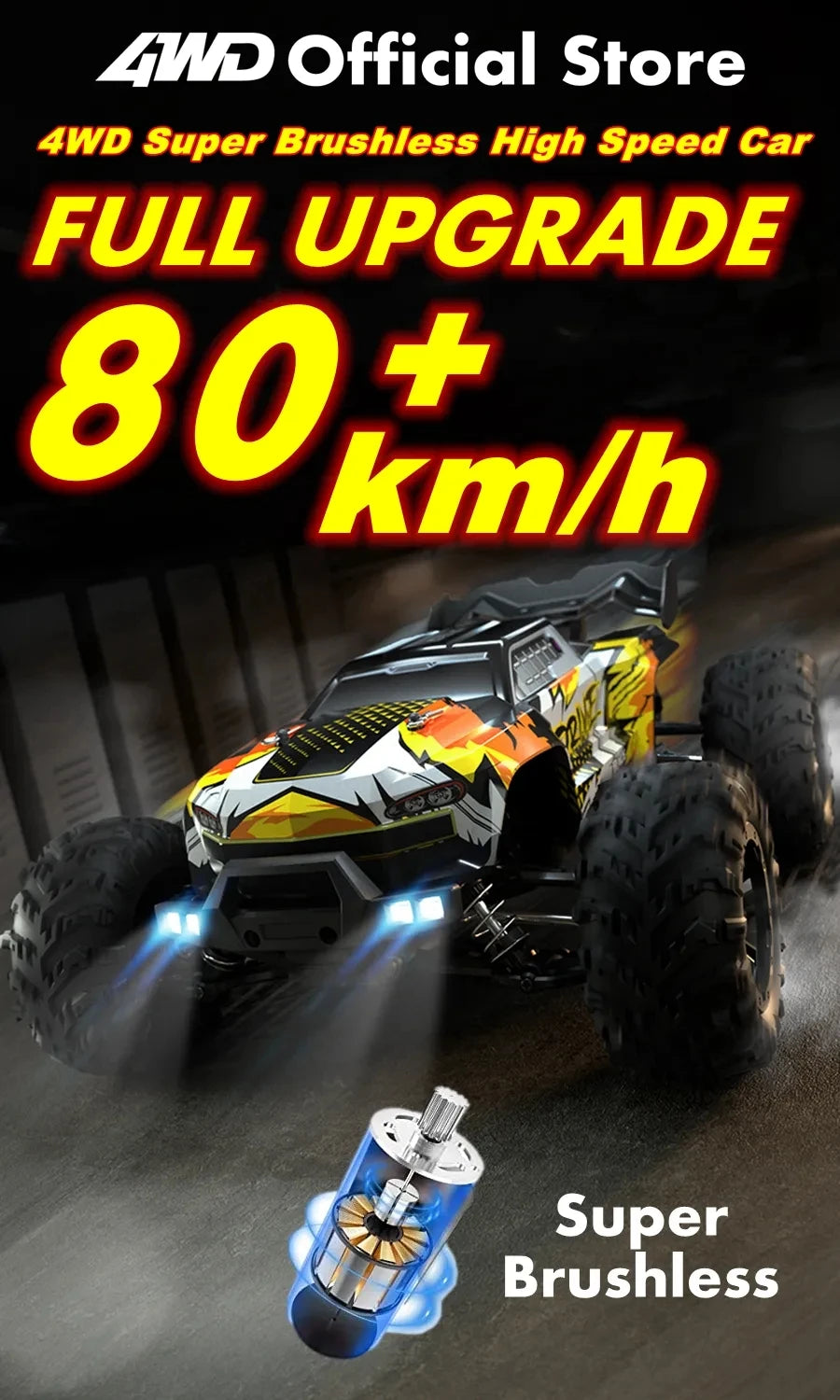 Super Brushless 80KM or 50KM/H 4WD RC Car With LED Remote Control Cars High Speed Drift Racing 4x4 Off Road Truck Kid Adult Toy