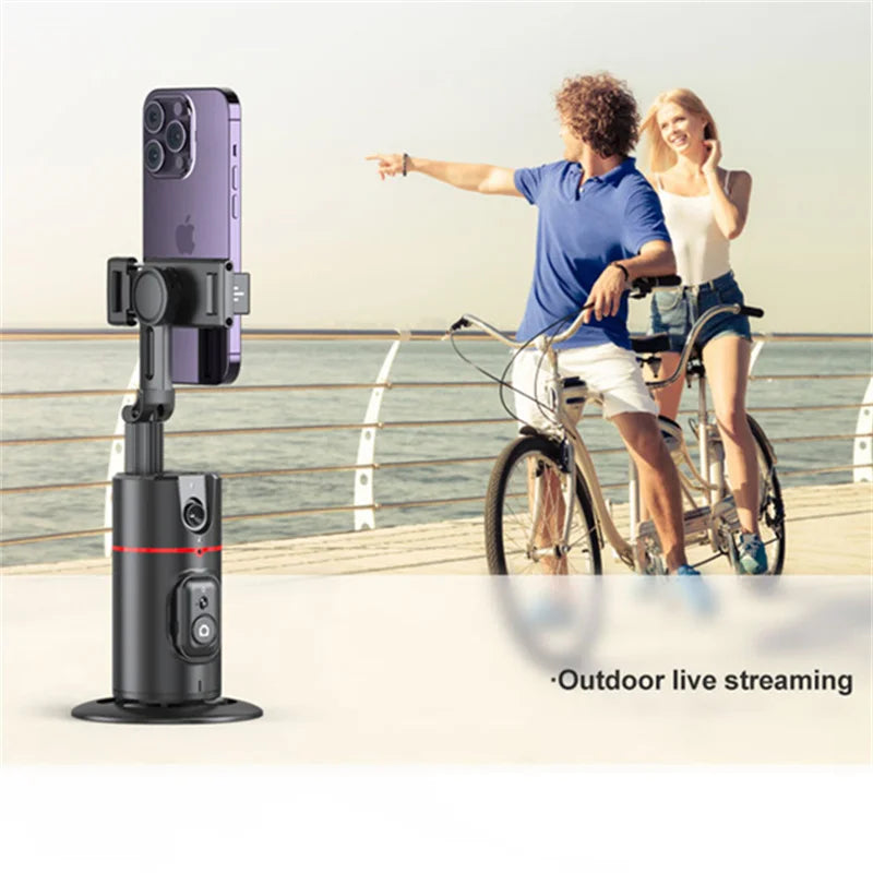 FGCLSY AI Auto Following Gimbal Stabilizer 360 Rotation Phone Stand P02 Desktop Tracking Gimbal with Remote for Live Photography