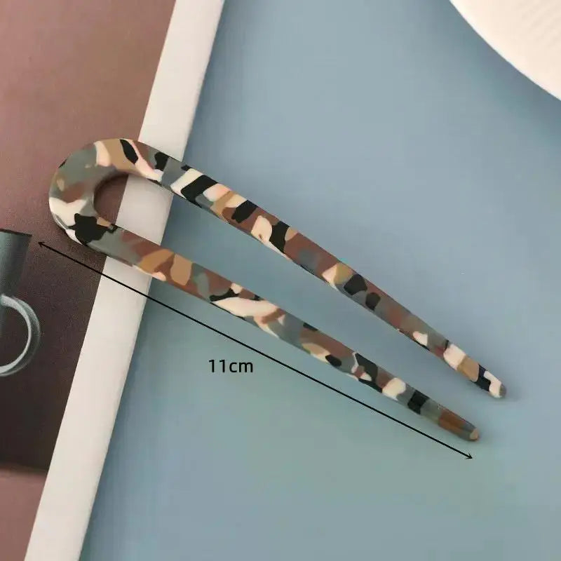 Fashion Acetate Hair Sticks for Women Shell HairClip Hair Pins U Shape Girls Hairpins HairBun Maker Wedding Hair Accessories