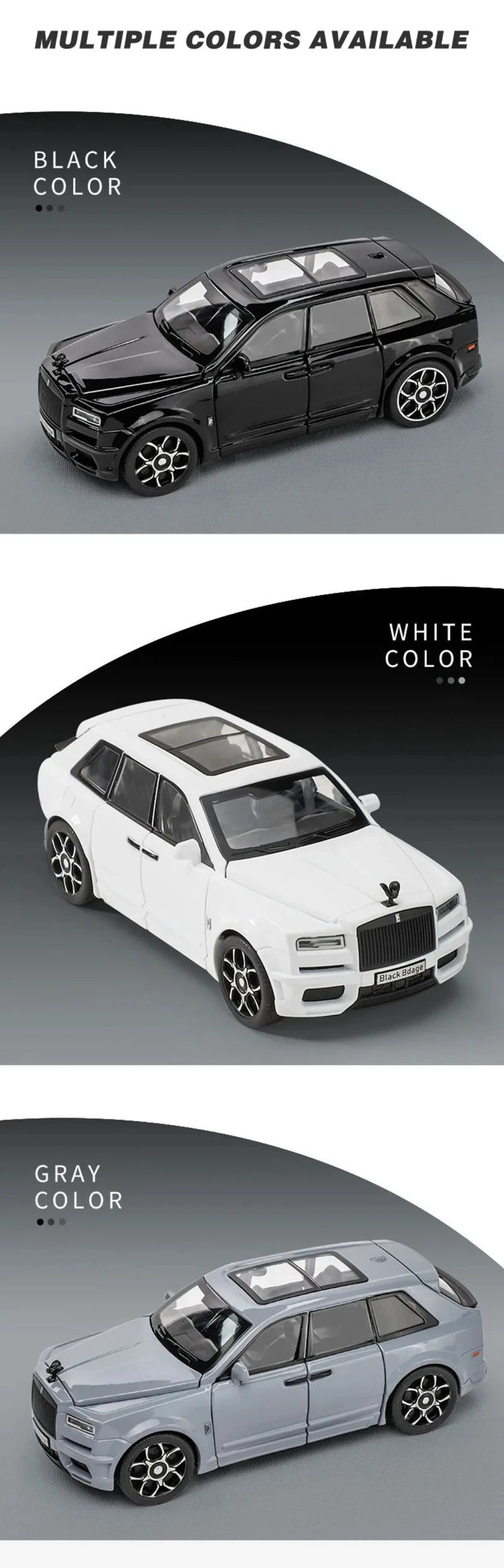 1:32 Rolls Royce SUV Cullinan Alloy Car Model Diecasts Metal Toy Car Model Simulation Sound and Light Collection Childrens Gifts