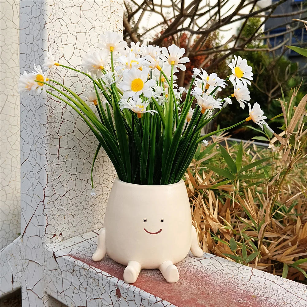 Flower Pot Wall Planter Pot Creative Swing Face Resin Cute Plant Succulent Pots Smiling Face Flower Container Garden Accessories