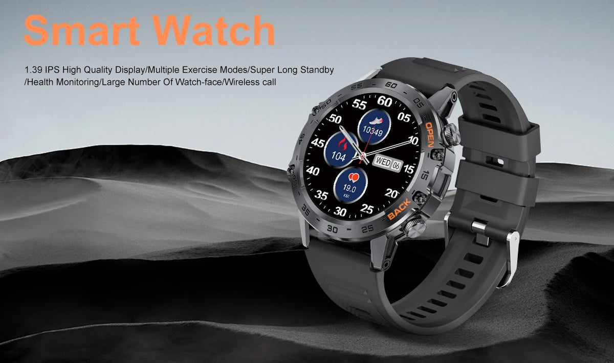 LIGE Smartwtach For Men 400mAh Outdoor Sport Bluetooth Calling Watches Health Monitoring Waterproof Smartwatch Man Reloj Hombre