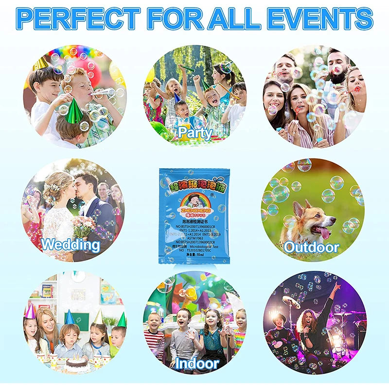 10 Pcs Bubbles Liquid New 100ml Concentrate Soap Water Bubble Gun Accessories Soap Bubble Liquid Bubble Refills Set