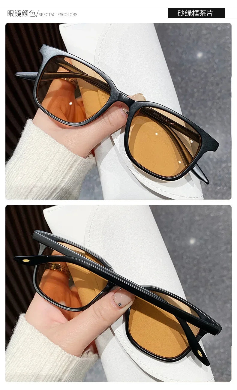Women Trend Two-tone Sunglasses New Personality Square Frame Sunglasses Retro Yellow Men Fashion Frosted Small Frame Glasses
