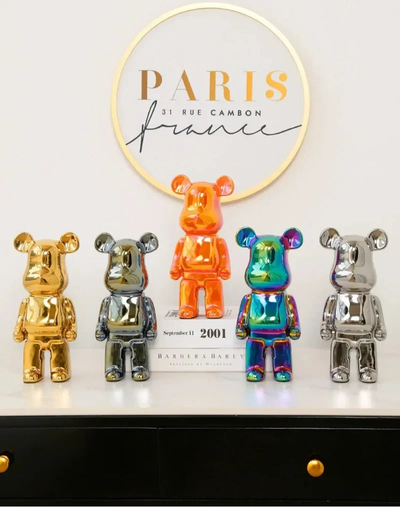 Aesthetic Bear Figure Ceramics Violent Bear Statue Animal Figurine Sculpture Decor Luxury Livingroom Decoration Desk Accessories