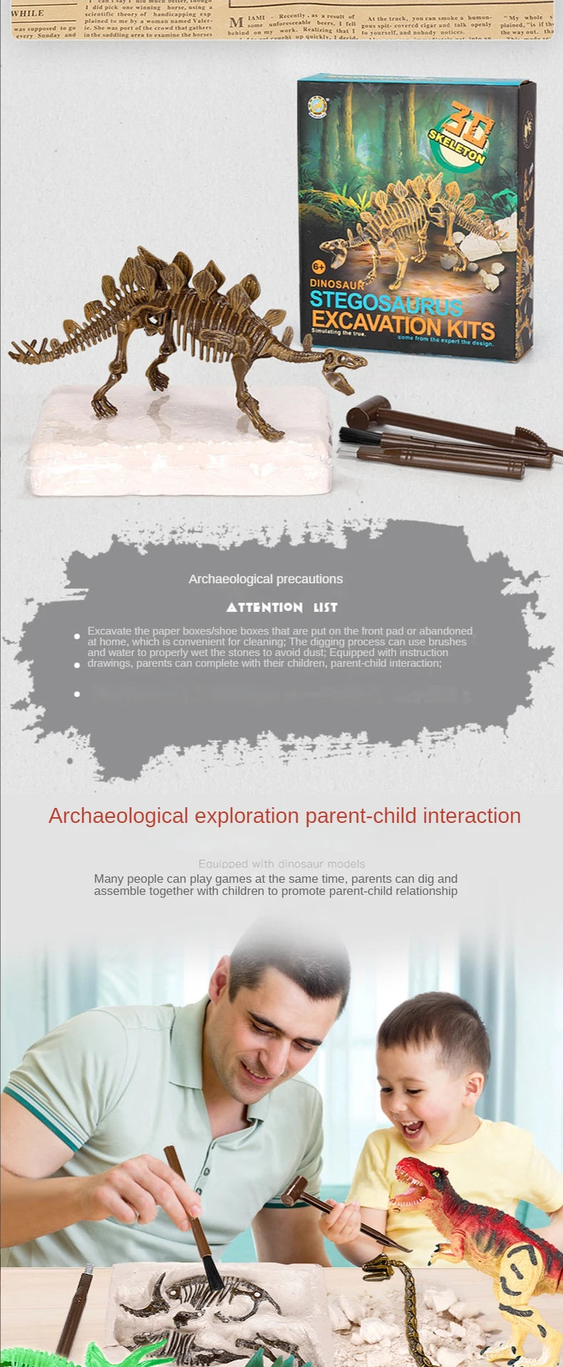 Jurassic World Kids Dinosaur Toy DIY Fossil Archaeology Excavation Kit Skeletons Dig Stem Science Educational Toys for Children