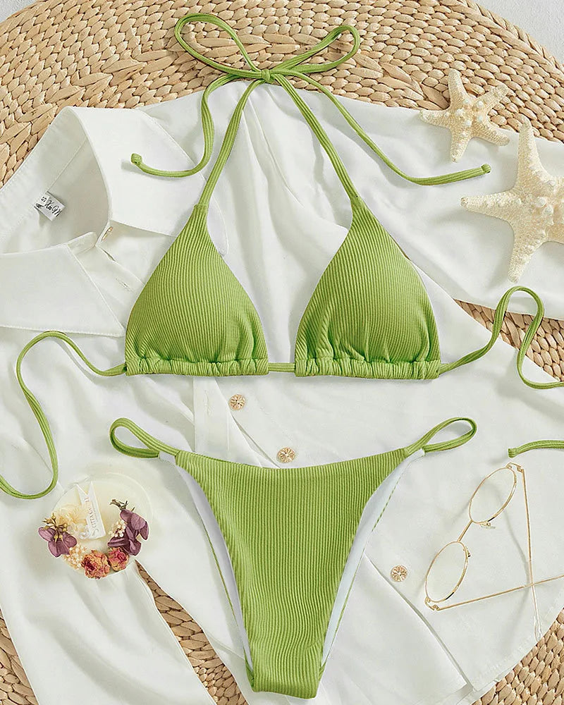 2025 New Bikini Set Pad Beach Triangle Swimwear Women XS-XL Maio Biquinis Swimsuit Tankini Femme Badpak Dames Mujer купальники