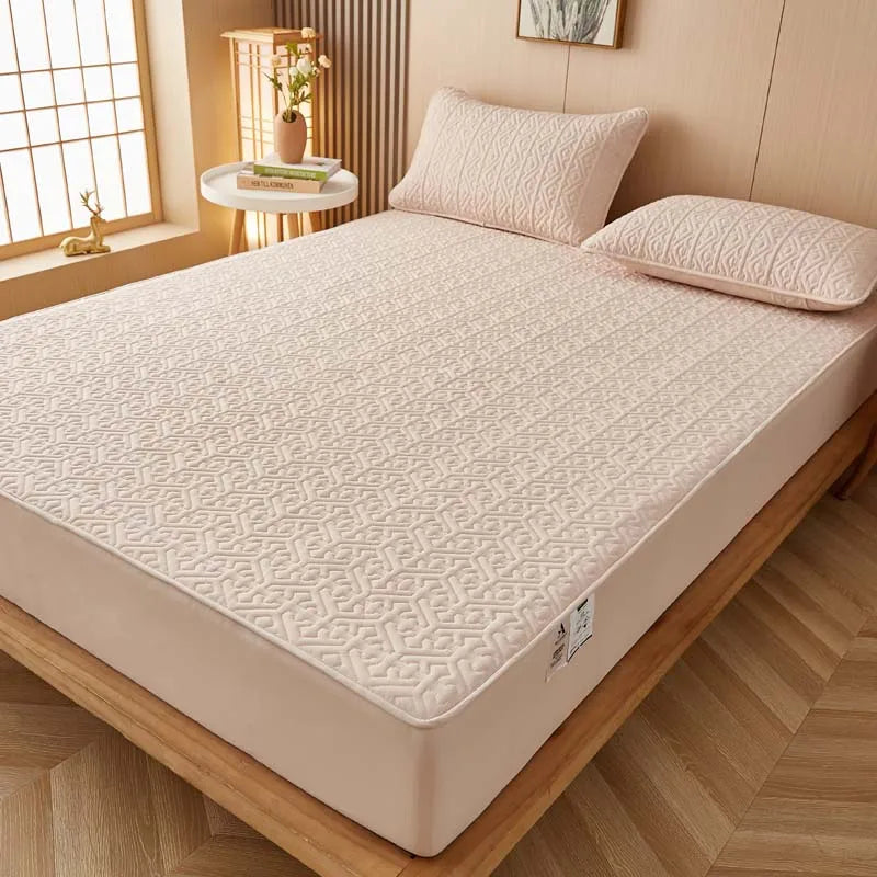 Pure Cotton Soft Quilted Mattress Cover Anti-bacterial King Size Customized Bed Pad Protector Cover Not Included Pillowcase