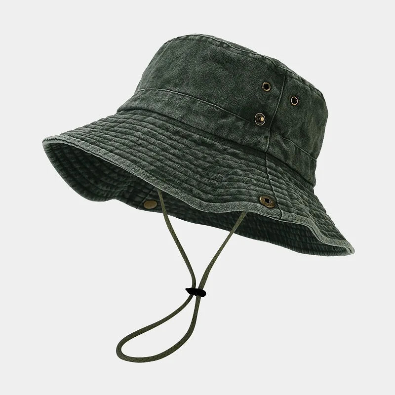 Cotton Stone-Washed Sun Hats for Men Women Wide Brim Fishing Hat Summer Bucket Hat Outdoor Safari Boonie Cap