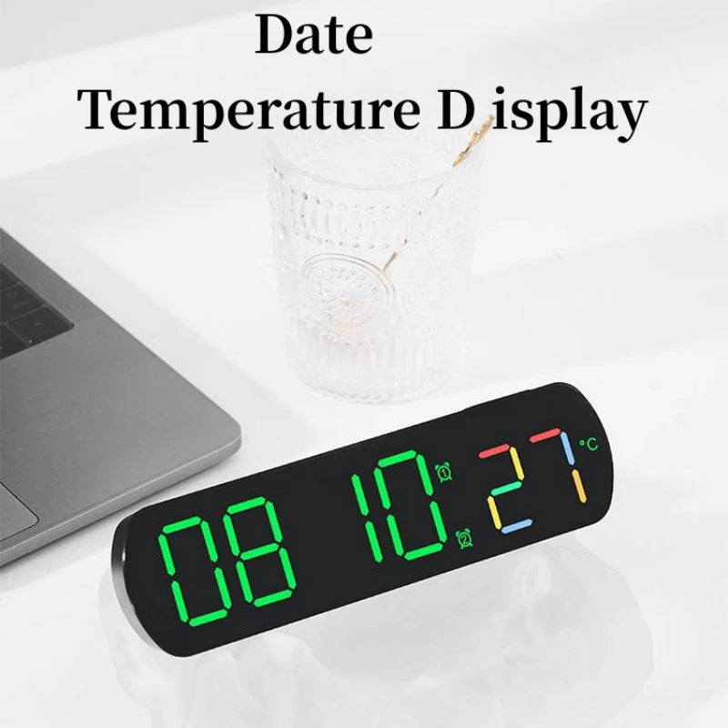 Voice Control Digital Alarm Clock TEMP Date Timer Coutdown Night Mode Type-C USB 12/24H Anti-disturb Funtion 2 Alarms LED Clock
