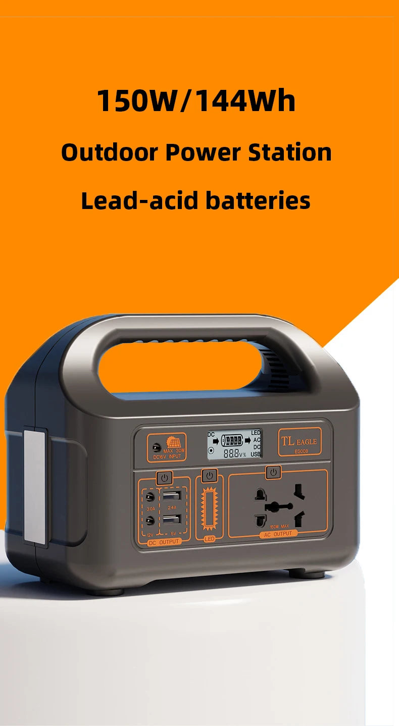 150W Portable Power Station 144Wh 220V 110V Solar Generator USB AC External Spare Battery Charger for Outdoor Camping Powerbank
