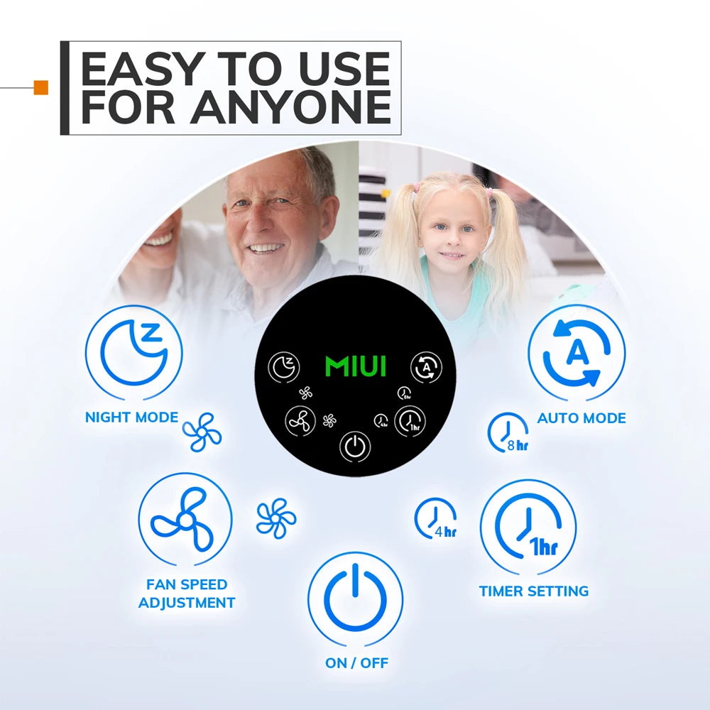Air Purifier with Humidifier Combo for Home Allergies and Pets Hair, Smokers in Bedroom, H13 True HEPA Filter,2-in-1