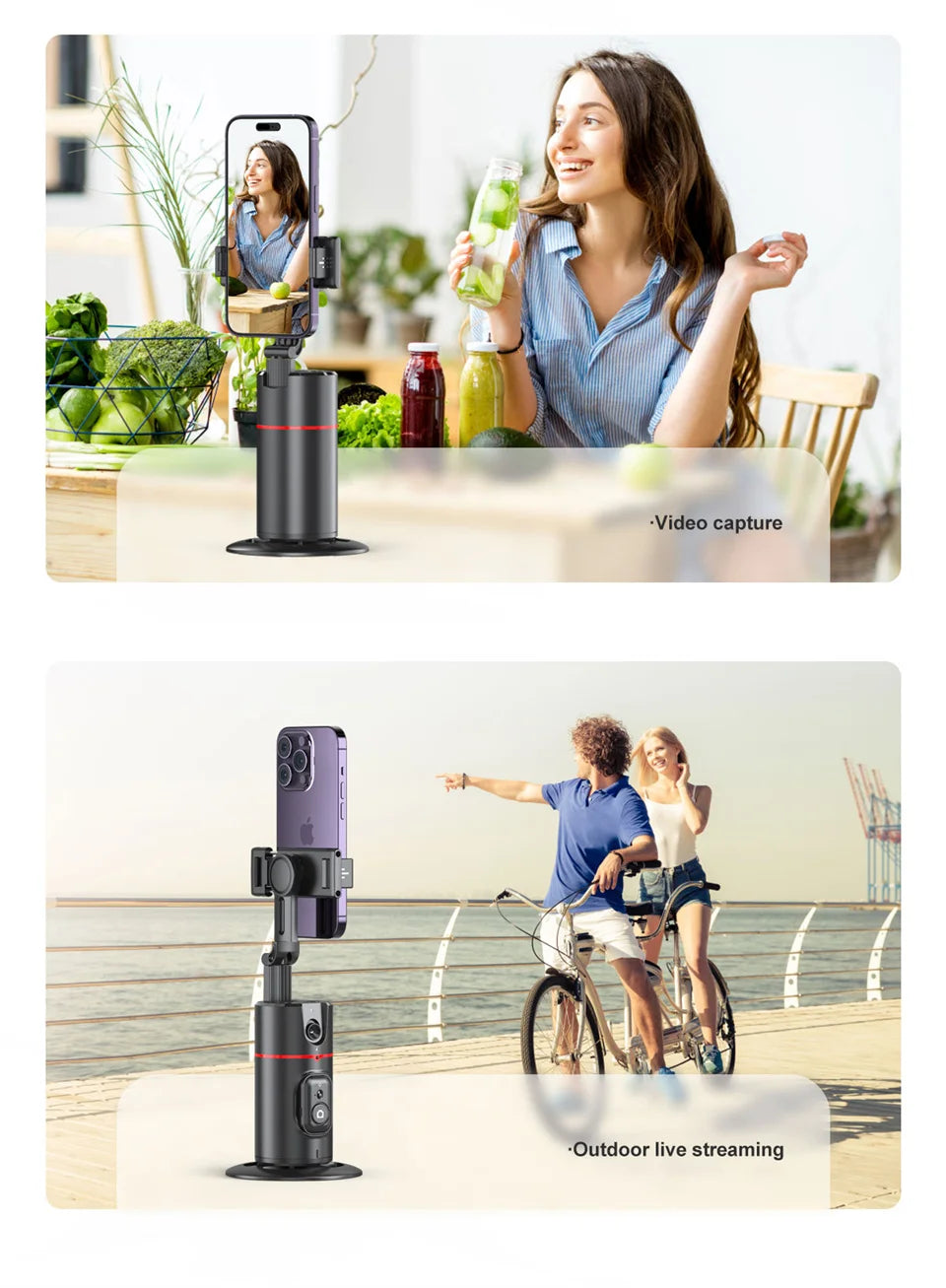 FGCLSY AI Auto Following Gimbal Stabilizer 360 Rotation Phone Stand P02 Desktop Tracking Gimbal with Remote for Live Photography