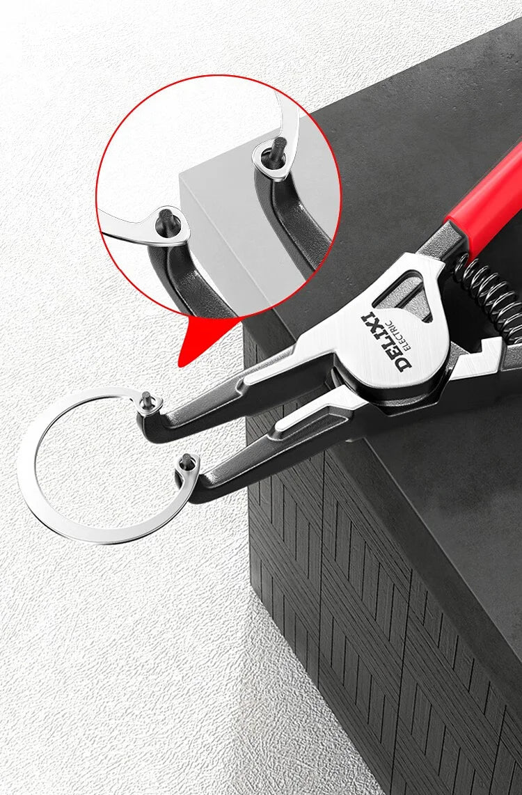 DELIXI ELECTRIC 5-In Circlip Pliers,Needle nose Pliers,Retaining Ring Pliers,for Removing Installing Puller Locking Rings Shafts