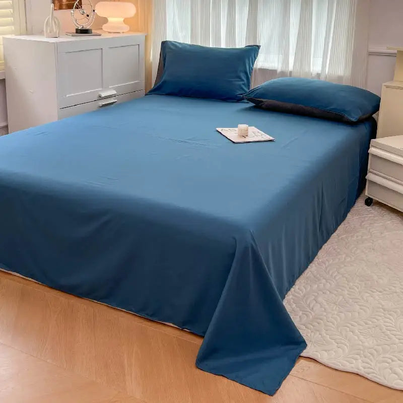 2-side Solid Color Brush Fabric Bed Set 4 Pieces Duvet Cover Pillowcase Bedding Set Bed Sheet Quilt Cover Single Queen King Size