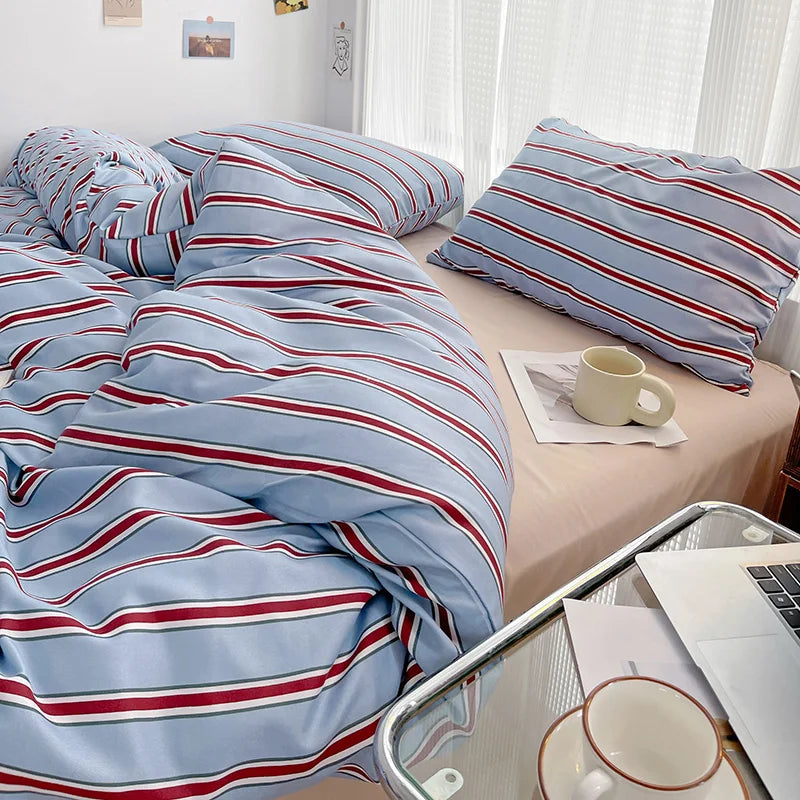 Nordic Sling Bed 150 Bedding Sets Stripes Duvet Cover Set Quilt Cover Bed Sheet Quilt Sets Queen Size INS Blogger Comforter Sets