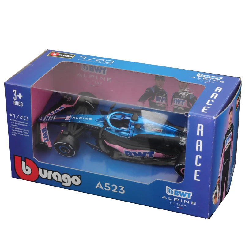 Bburago 1:43 F1 Model Car Mercedes Ferrari Redbull Racing SF23 AlpineA523 AlfaC43 Metal Diecast Verstappen Collectible Miniature