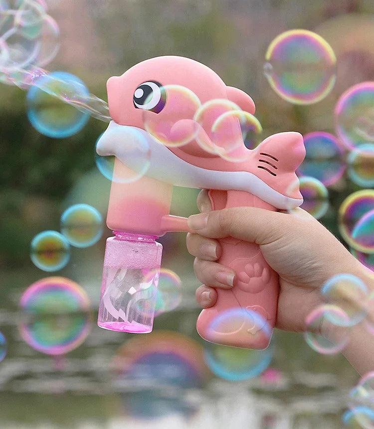 Bubble Gun Electric Automatic Soap Cute Bubbles Machine Kids Portable Outdoor Party Toy LED Light Blower Toys Children Gifts