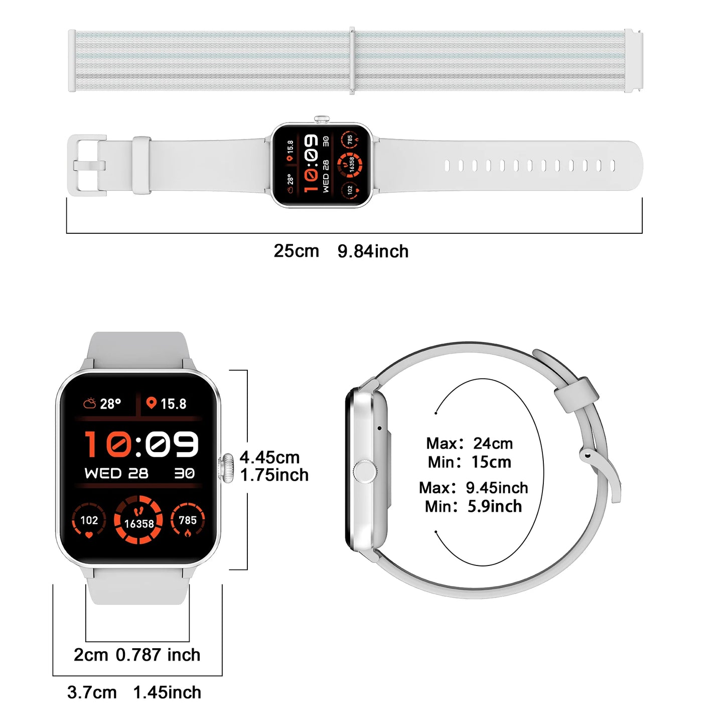Blackview Smart Watch Bluetooth Calling 1.85” Full Touch HD Screen Smartwatch 100+ Sports Fitness Tracking with Voice Assistant
